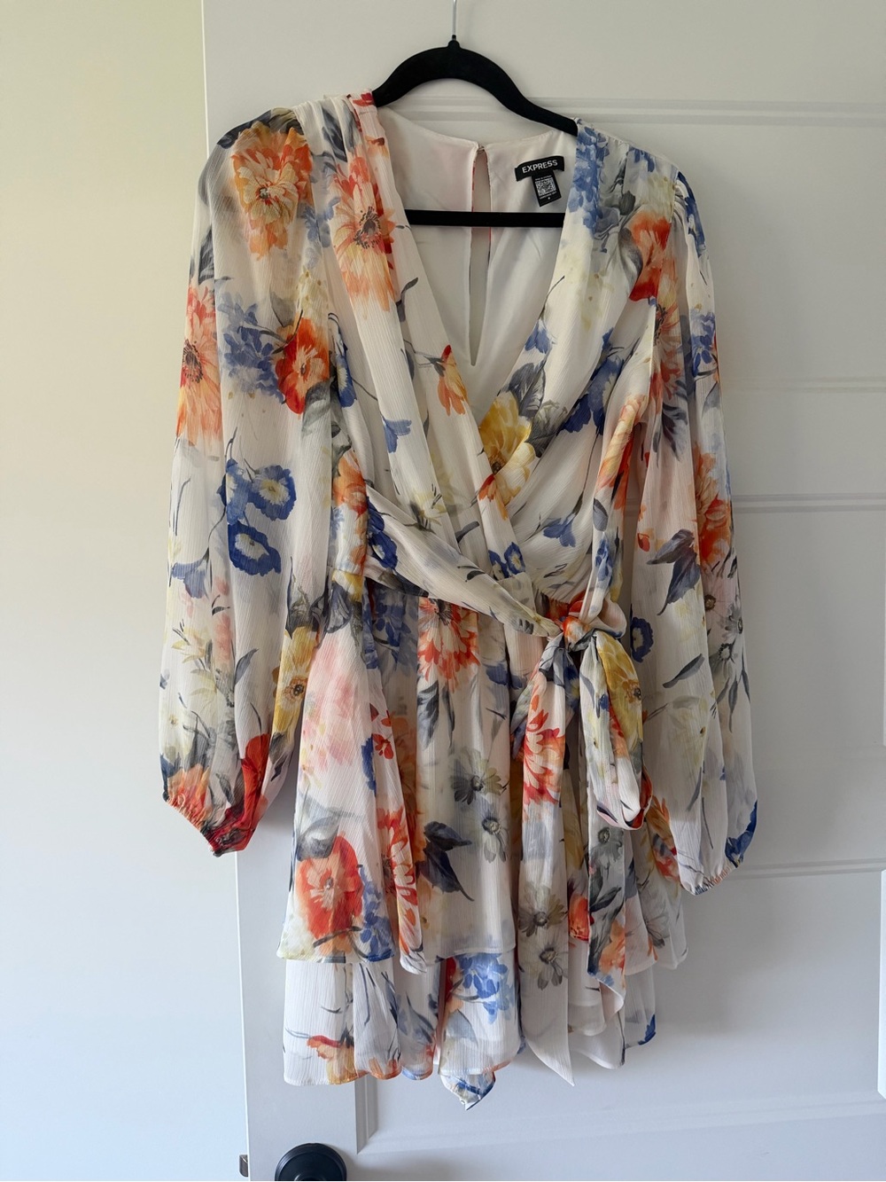 Express White Floral Romper size Medium